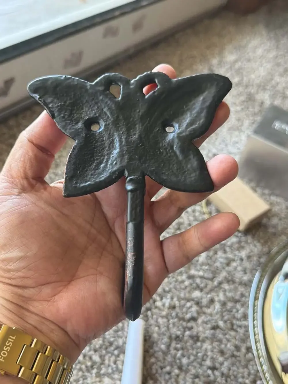 Ironware Butterfly Wall Hook Cast Iron Copper Finish